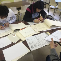 勉強をする名古屋国際芸術高等学院の生徒たち